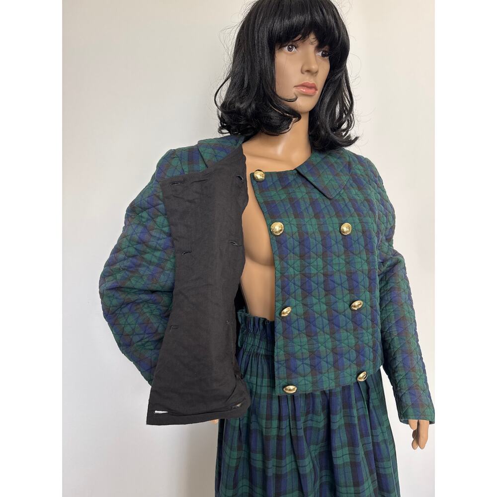 Vintage Cullinane Quilted Plaid Jacket & Skirt Set preppy Made in USA medium - Picture 6 of 14